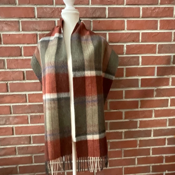 NWT Beymen Club 100%Wool Plaid Fringed Scarf 12”x72” NEW - Picture 10 of 11